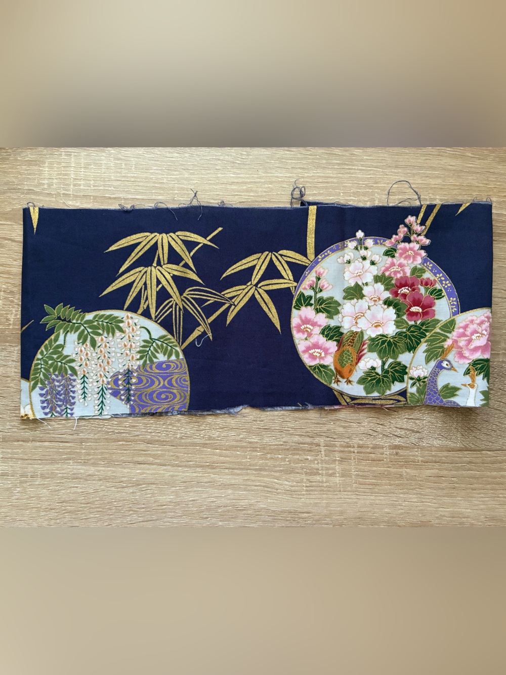 Vintage Metallic Quilting Cotton with Asian Inspired Pattern